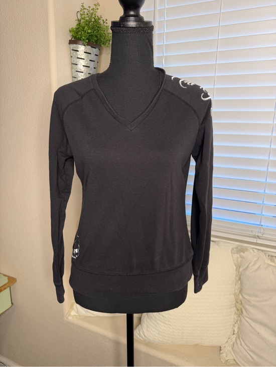 Harley-Davidson Tops - Harley-Davidson Embroidered Sleeve Pullover Top Black Moto Y2K Small
